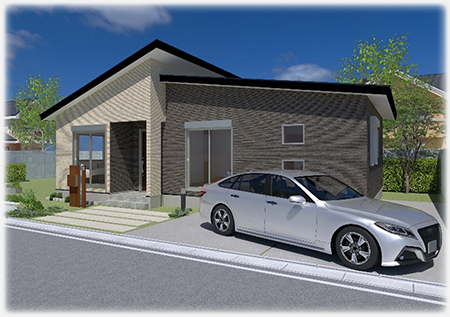 フローリング×勾配天井＆ランドリスペース